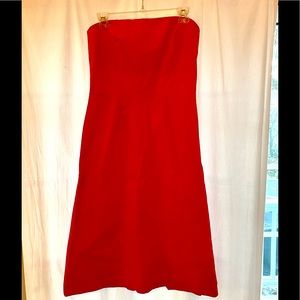 Red Strapless Cotton Dress